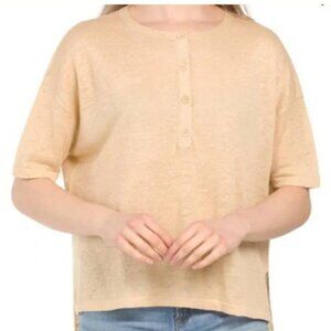 Skull Cashmere NWT Women's Lagenlook 100% LINEN PENELOPE Henley Top, Size Medium